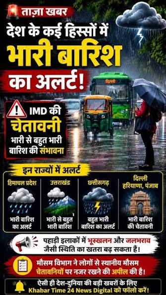 24 राज्यों में झमाझम बारिश के आसार, IMD ने जारी किया अलर्ट