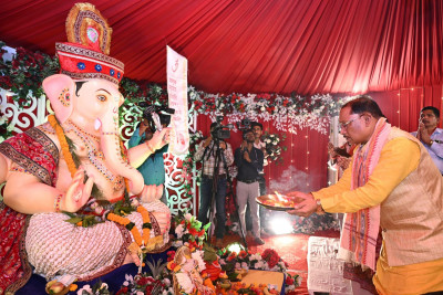 रायपुर CM हाउस में हुआ गणपति बप्पा का भव्य स्वागत